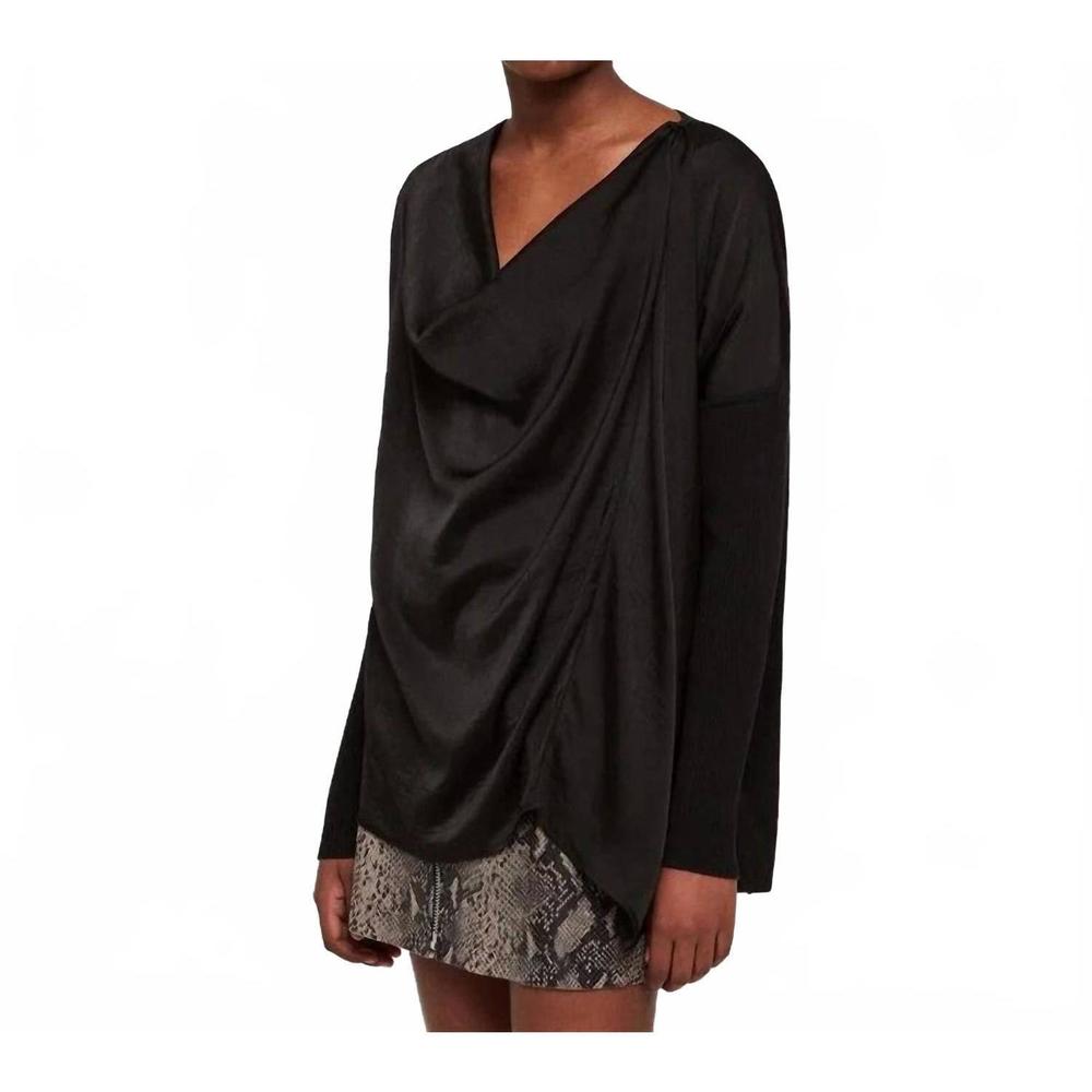 NEW ALLSAINTS erma cowl neck top in black - Picture 2 of 3